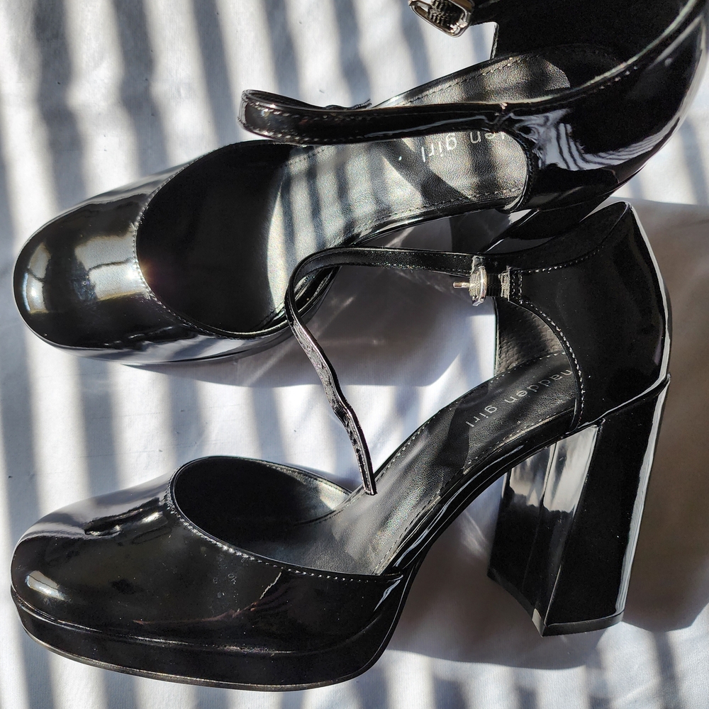 Madden Girl Shiny Black Heels